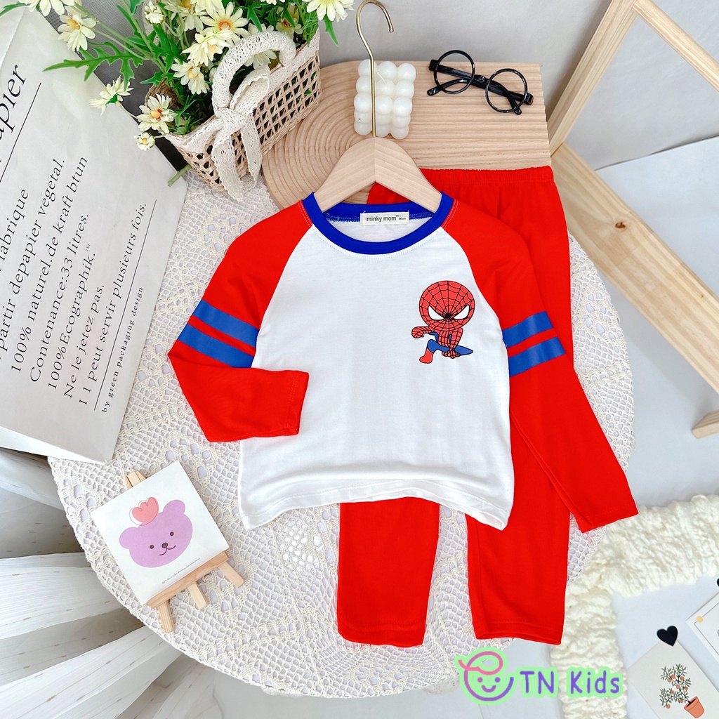 Bộ dài tay siêu nhân SIZE NHÍ VÀ ĐẠI thun lạnh Minky Mom mềm mịn mát cho bé trai từ 7-32kg - HÀNG LOẠI 1