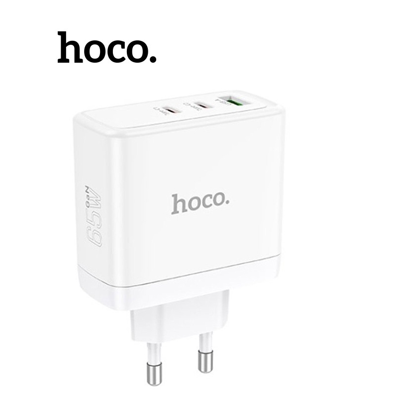Củ sạc nhanh 65W Hoco N30 GAN chân tròn 2 cổng Type-C/ USB sạc nhanh cho các thiết bị