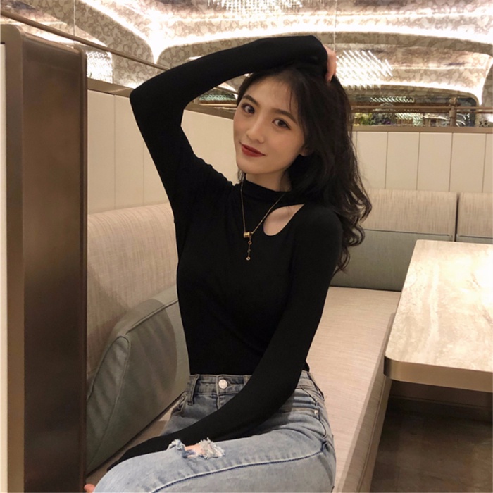 Áo thun SUXI dài tay ôm dáng màu trơn giữ ấm thời trang cho nữ