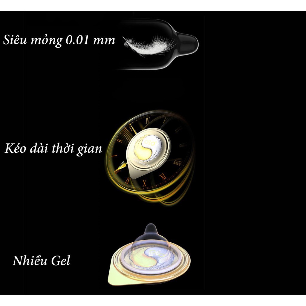Bao cao su OLO 0.01 vàng lửa băng tăng hưng phấn , siêu mỏng, nhiều gel, kéo dài thời gian cảm giác mới lạ hộp 10 cái
