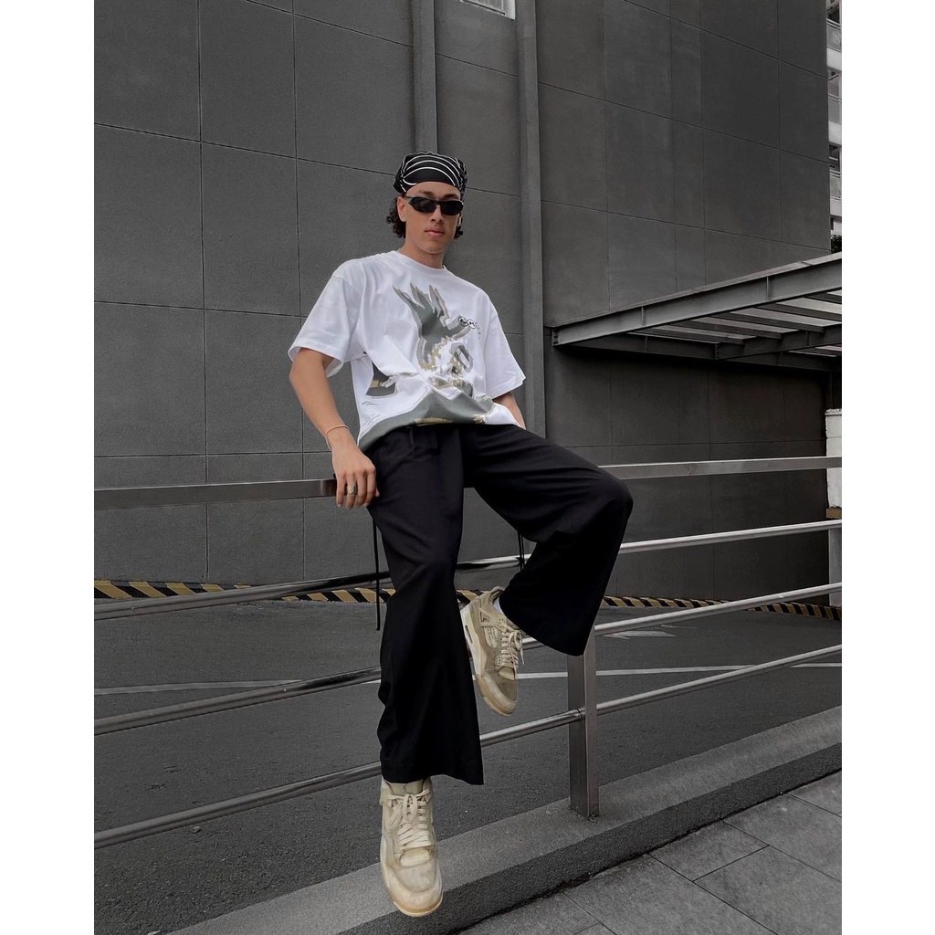 Áo thun cotton tay ngắn màu trắng tay lỡ form rộng BACKSTAGE88 K.O Tee