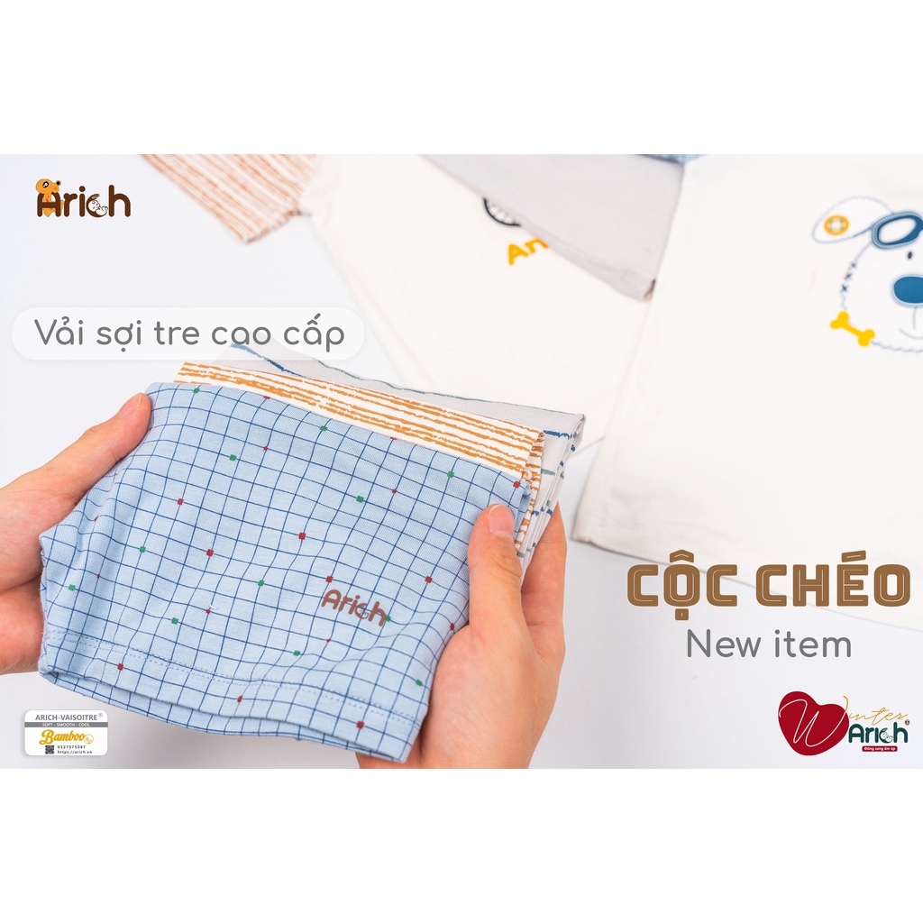 Bộ cộc tay cài chéo phối hình vải sợi tre cao cấp Arich