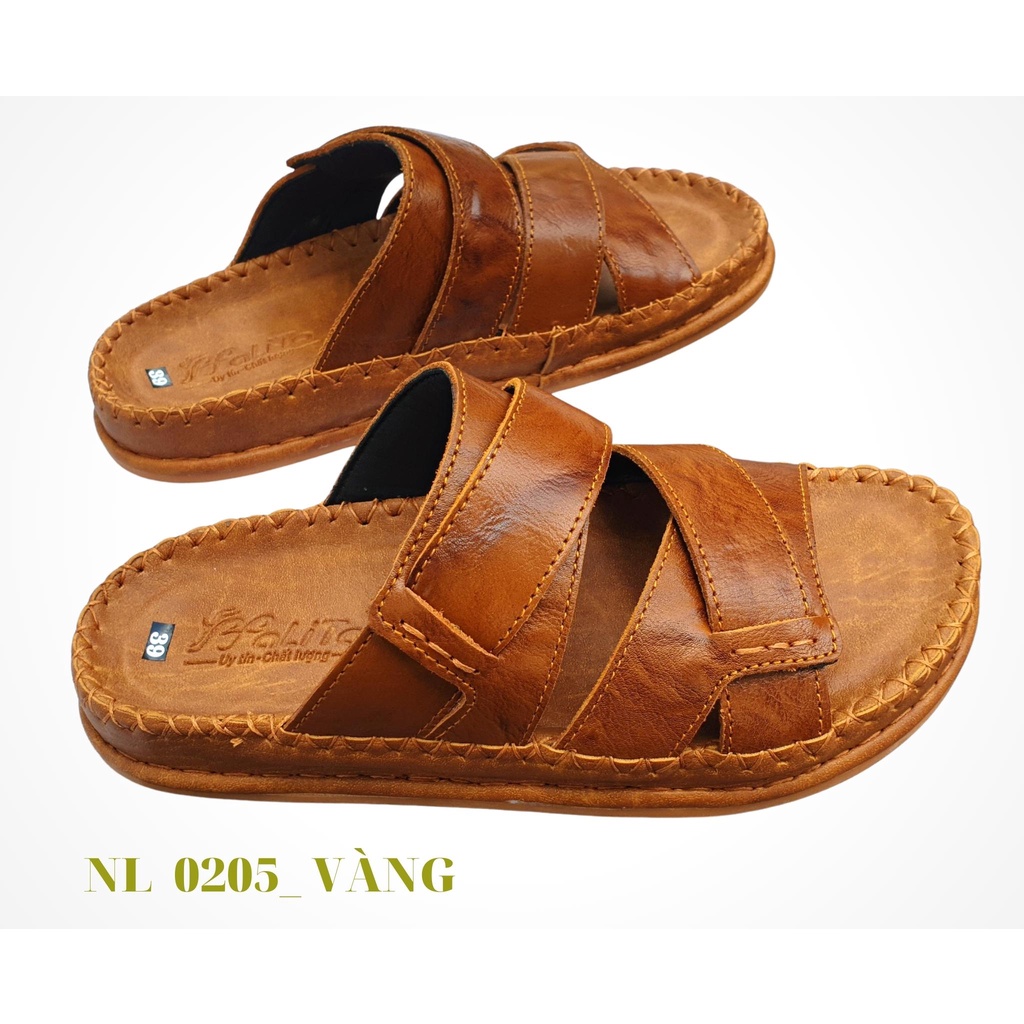 Dép quai ngang nam da bò cao cấp C205, may thủ công 2 lớp quai và đế rất chắc chắn