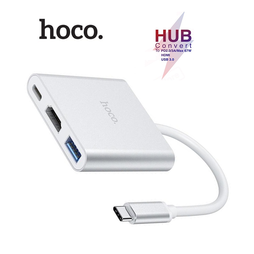 Hub chuyển Hoco HB14 Type-C sang 3 cổng HDMI và USB 3.0 và Type-C