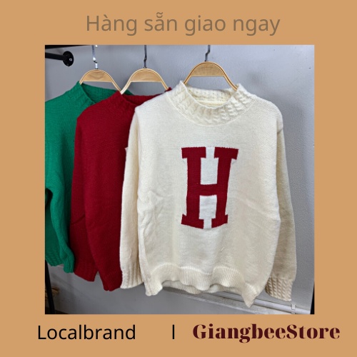 Áo len Nữ Dệt Kim Oversize Chữ H Hot Hit Hàng Quảng Châu Loại 1 - JANGMINA SHOP