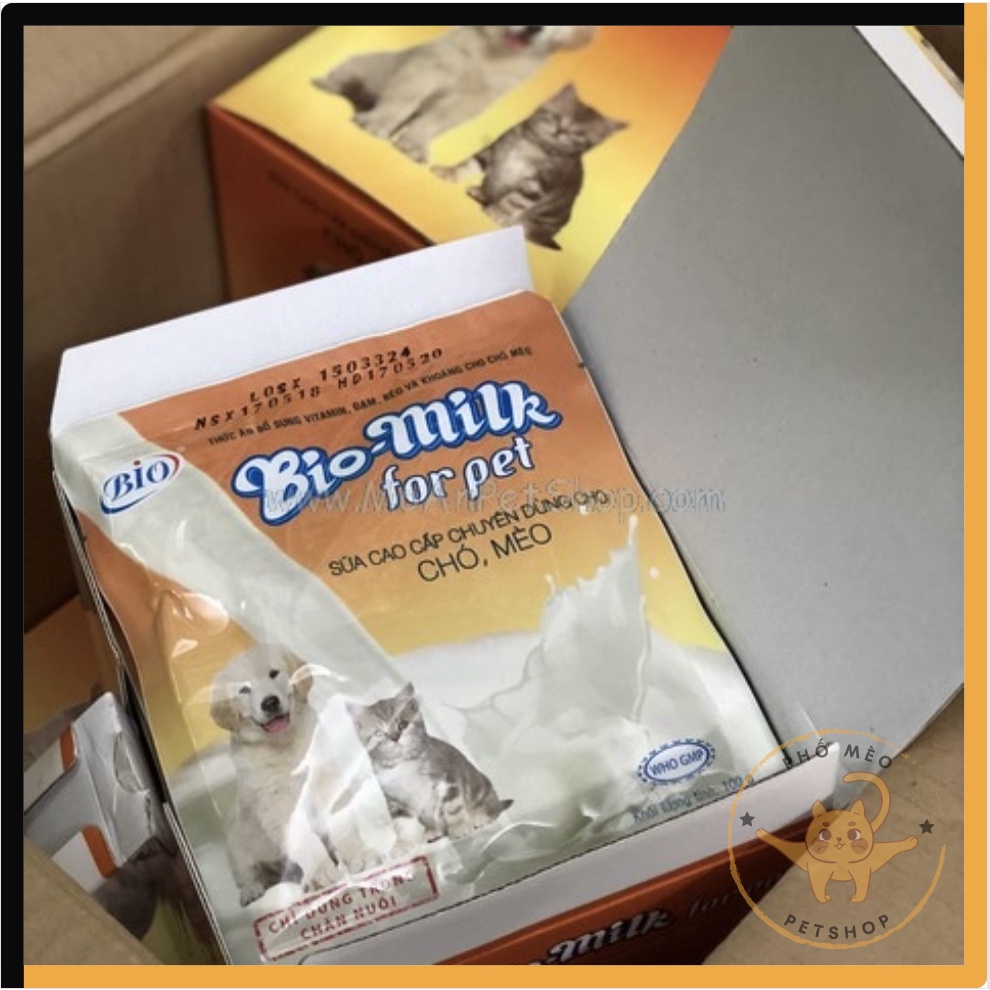 SỮA CHO PET THÚ CƯNG CHÓ MÈO BIO MILK GÓI 100G Bổ sung chất dinh dưỡng