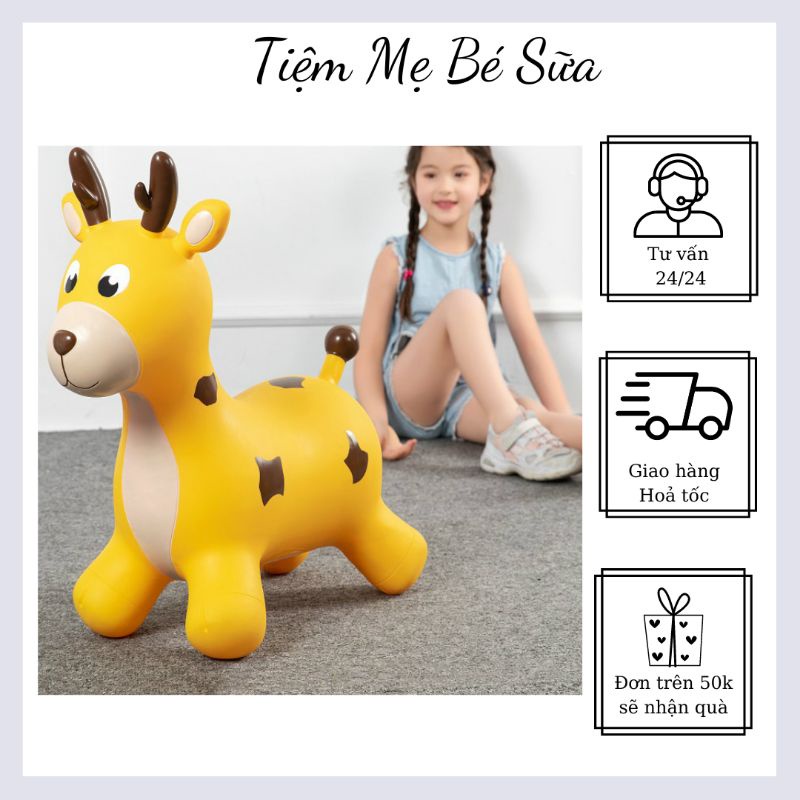 Thú Nhún Hươu Con Có Nhạc PVC cao cấp an toàn cho bé