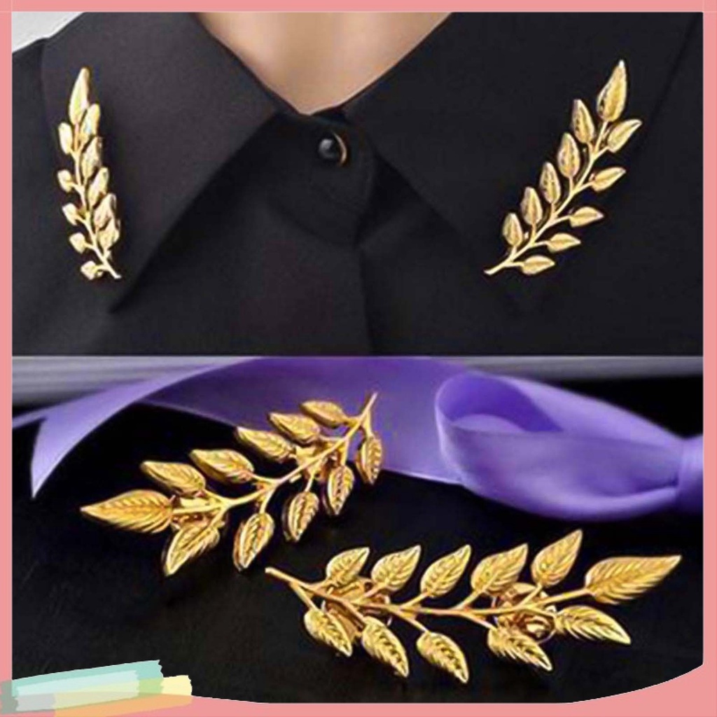 Set 2 ghim cài áo hình chiếc lá thời trang cho nam nữ chất lượng cao