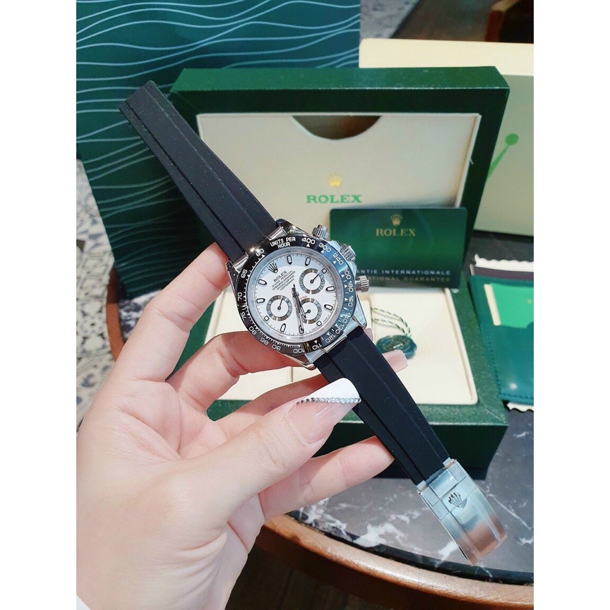 Đồng hồ đeo tay nam, đồng hồ nam ROLEX máy cơ Automatic dây cao su, size 40mm, full box cao cấp, chạy 6 kim cực sang