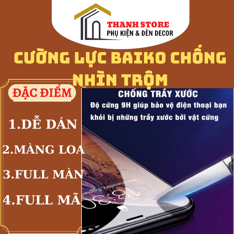 Cường lực kingkong BAIKO chống nhìn trộm và cường lực Baiko Tím chính hãng dành cho iphone