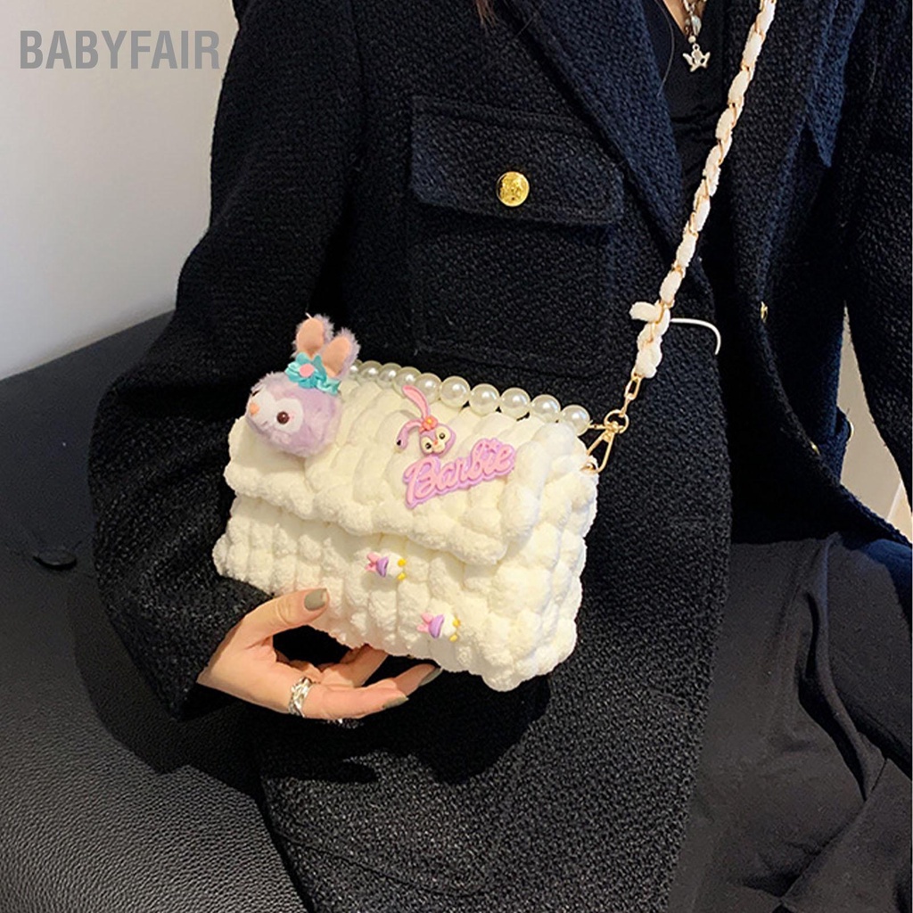 Babyfair Túi dệt đeo vai Thiết kế nút giấu từ tính tự làm sang trọng dành cho nữ Bạn gái