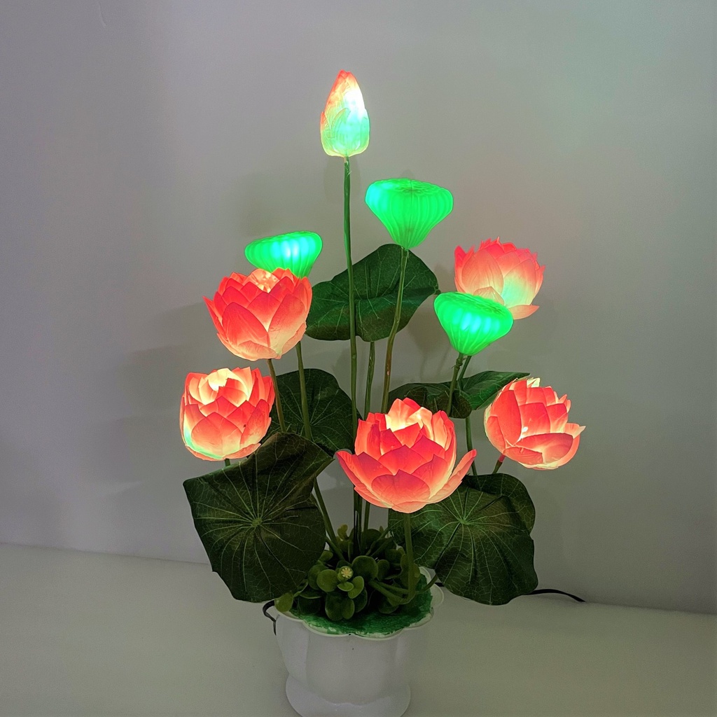 Hoa Sen Trang Trí - Hoa Sen Giả Kèm Đèn Led Sáng