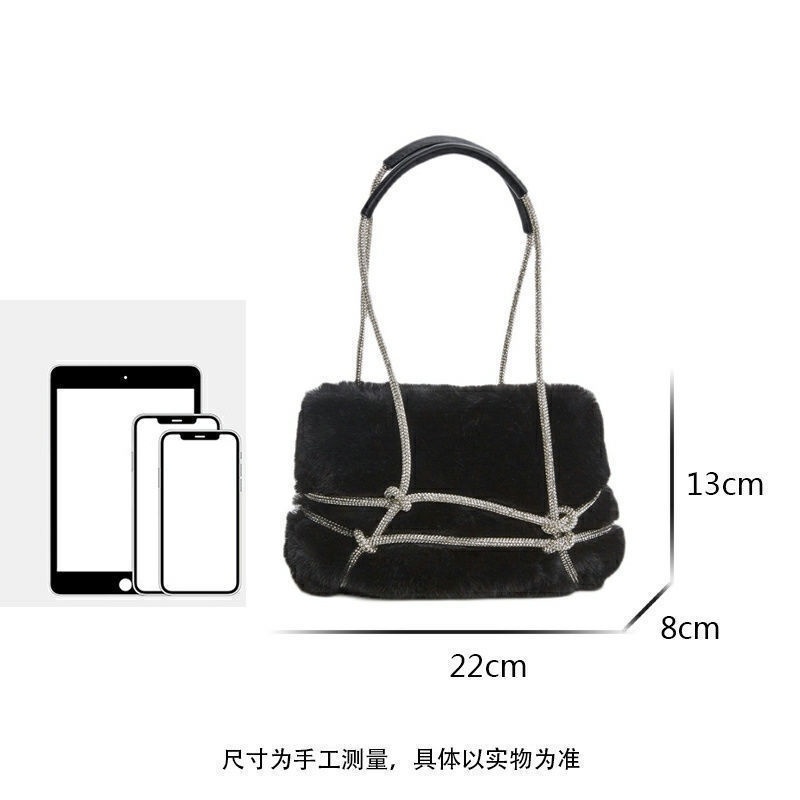 Túi Xách Đeo Vai Phủ Bông Mềm Đính Đá Thời Trang Hàn Quốc 2022 Dành Cho Nữ