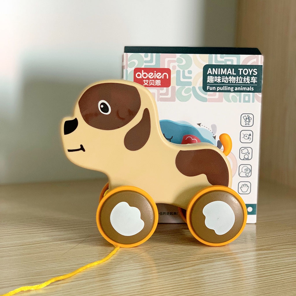 Đồ chơi xe kéo hình thú nhiều màu sắc kích thích tập đi, tăng vận động cho bé_SP15