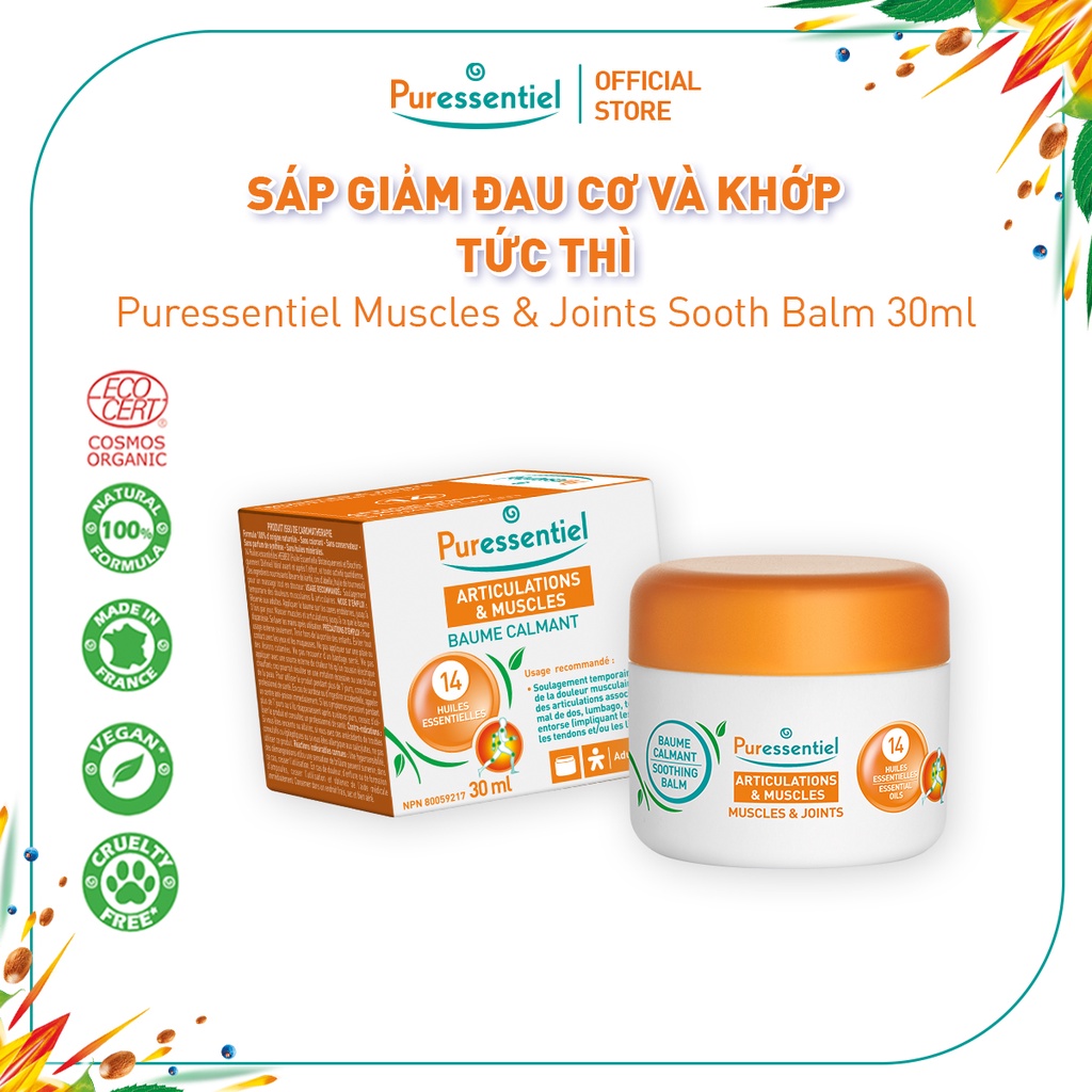 Sáp Giảm Đau Cơ Và Khớp Tức Thì Puressentiel Muscles & Joints Sooth Balm 30ml