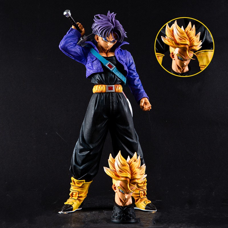 Mô hình trunks 45cm có 2 đầu thế - mô hình dragonball trunks có box trang trí bàn học không đế siêu net
