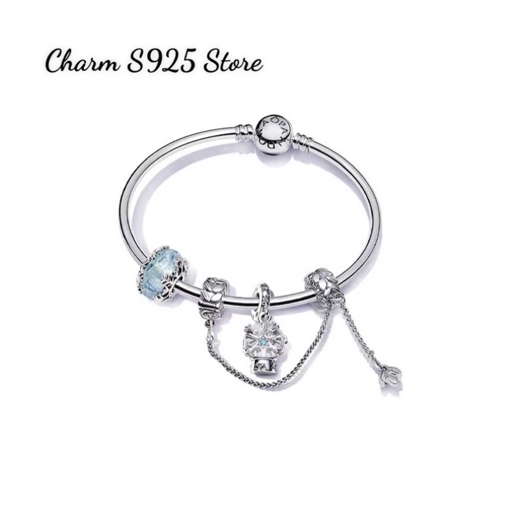 BỘ VÒNG TAY PAN ALE VÒNG CỨNG MIX 3 HẠT CHARM HOA TUYẾT BẠC S925 THUẦN KHIẾT HÀNG CAO CẤP