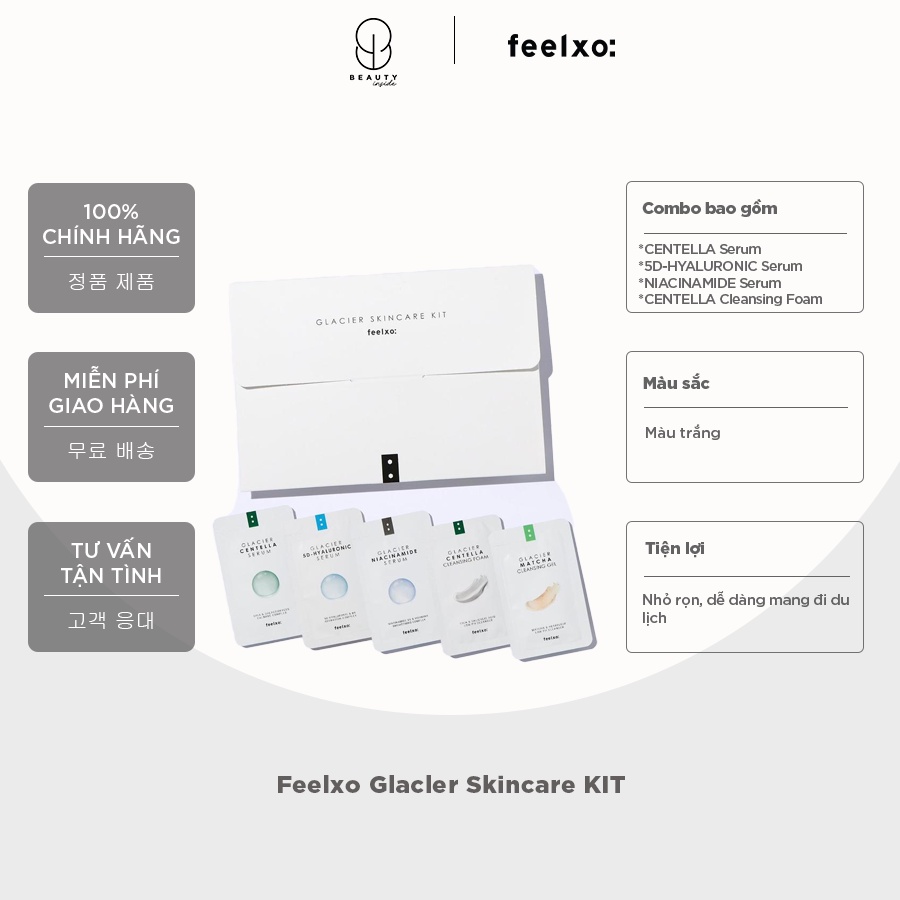 Combo gói nhỏ dùng thử Feelxo Glacler Skincare Trial Kit