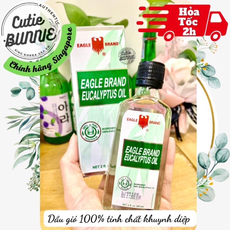Dầu khuynh diệp (100% Tinh chất Khuynh diệp) date 2027 hiệu Con Ó chai 60ml Eagle Brand Eucalyplus Oil