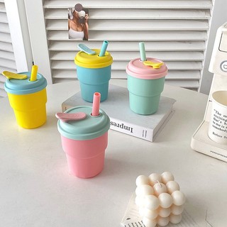Bình Nước Silicone 400ML Kèm Ống Hút JP5