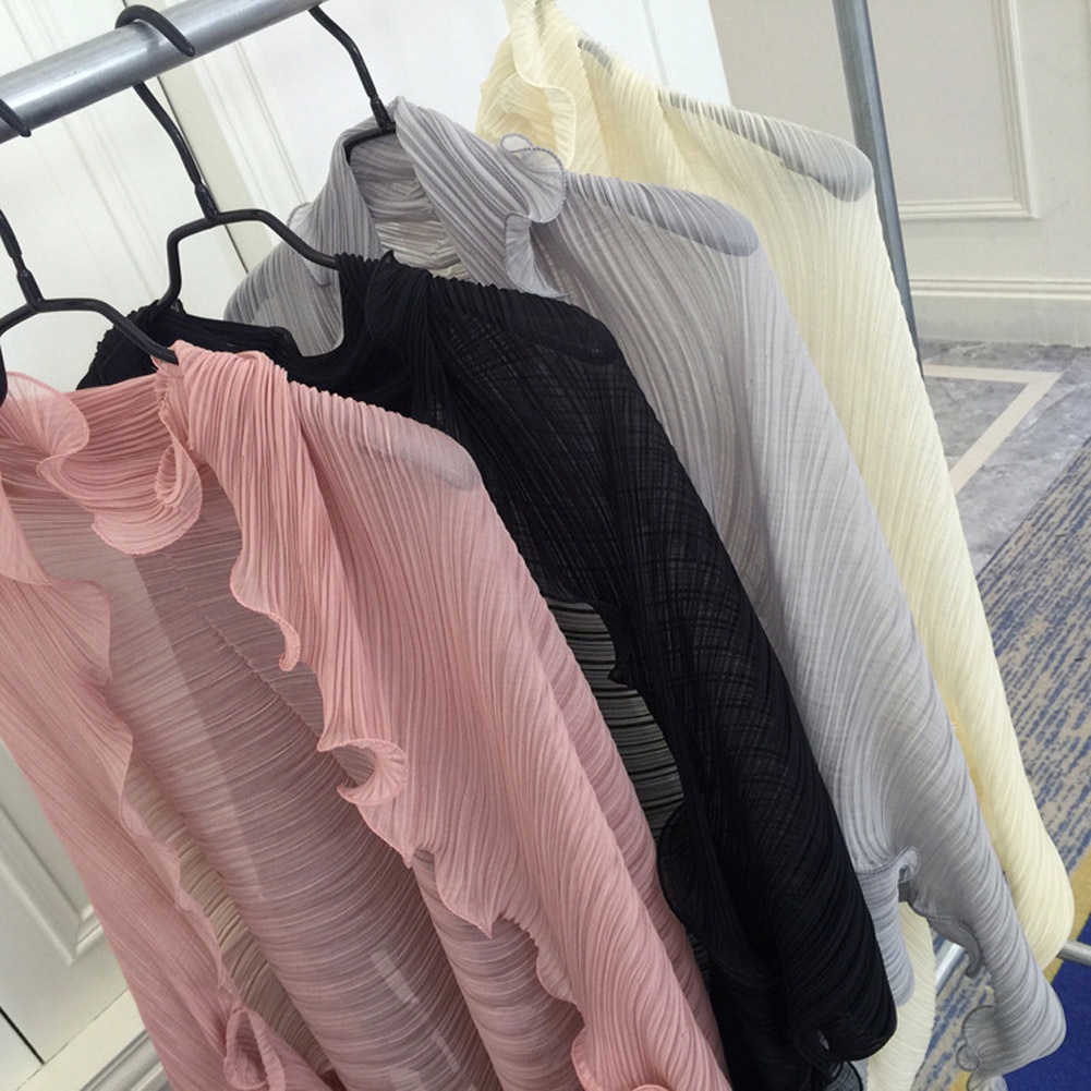Áo Choàng Cardigan Chống Nắng Dáng Rộng Tay Dài Vải Voan Phối Bèo Màu Trơn Thời Trang Đi Biển Quyến Rũ Cho Nữ