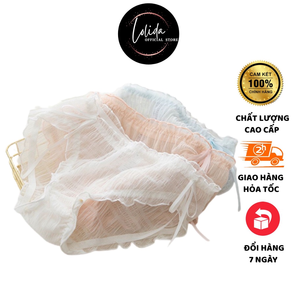 Quần Lót Lụa Lolida Thiết Kế Dệt Kim Cao Cấp Viền Bèo Mềm Mại Thoáng Mát MÃ H1018