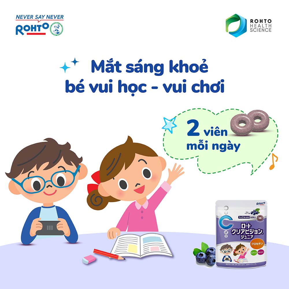 Kẹo ngậm bổ mắt Rohto Clear Vision Junior (Hộp 60 viên)