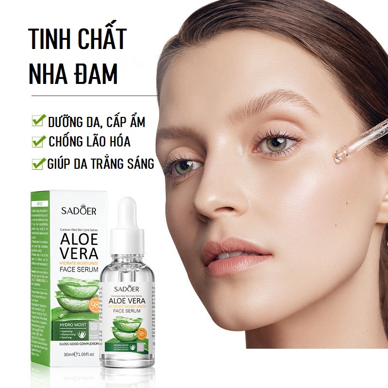 [ Chính Hãng Sadoer] Tinh Chất Dưỡng Da Trắng Sáng, Chống Lão Hóa, Dưỡng Ẩm Da Nha Đam Aloe Vera Face Serum 30ml