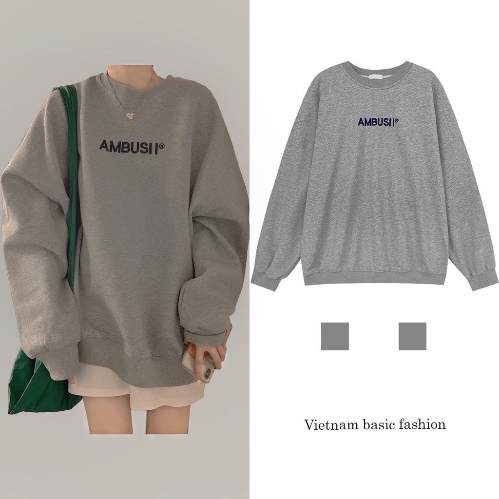 Áo sweater dày dặn AMBUSII, áo nỉ bông nam nữ chất đẹp thời trang - Latieungushop19
