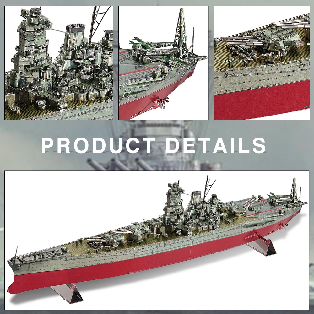 PIECECOOL Bộ Đồ Chơi Lắp Ráp Mô Hình Tàu Chiến Musashi 3D DIY Bằng Kim Loại Thích Hợp Làm Quà Tặng Sinh