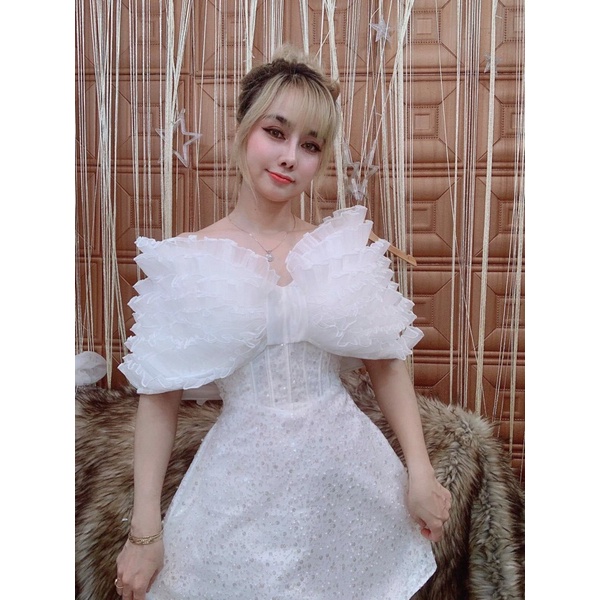 Đầm chữ a tần vai hình thật