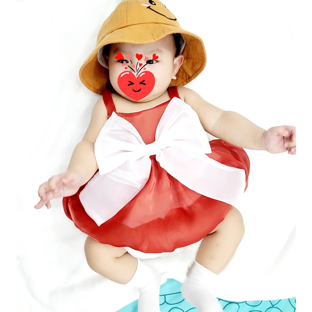 Bộ Áo Quần Công Chúa Voan Nơ Màu Xanh Cho Bé Gái Sơ Sinh 3-15kg