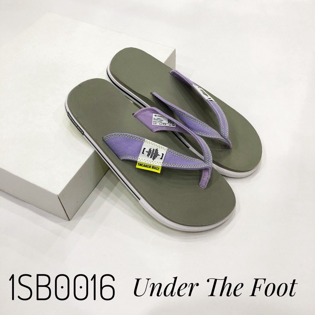 Dép Sneaker Buzz xám quai tím vải xỏ ngón chính hãng-1SB0016