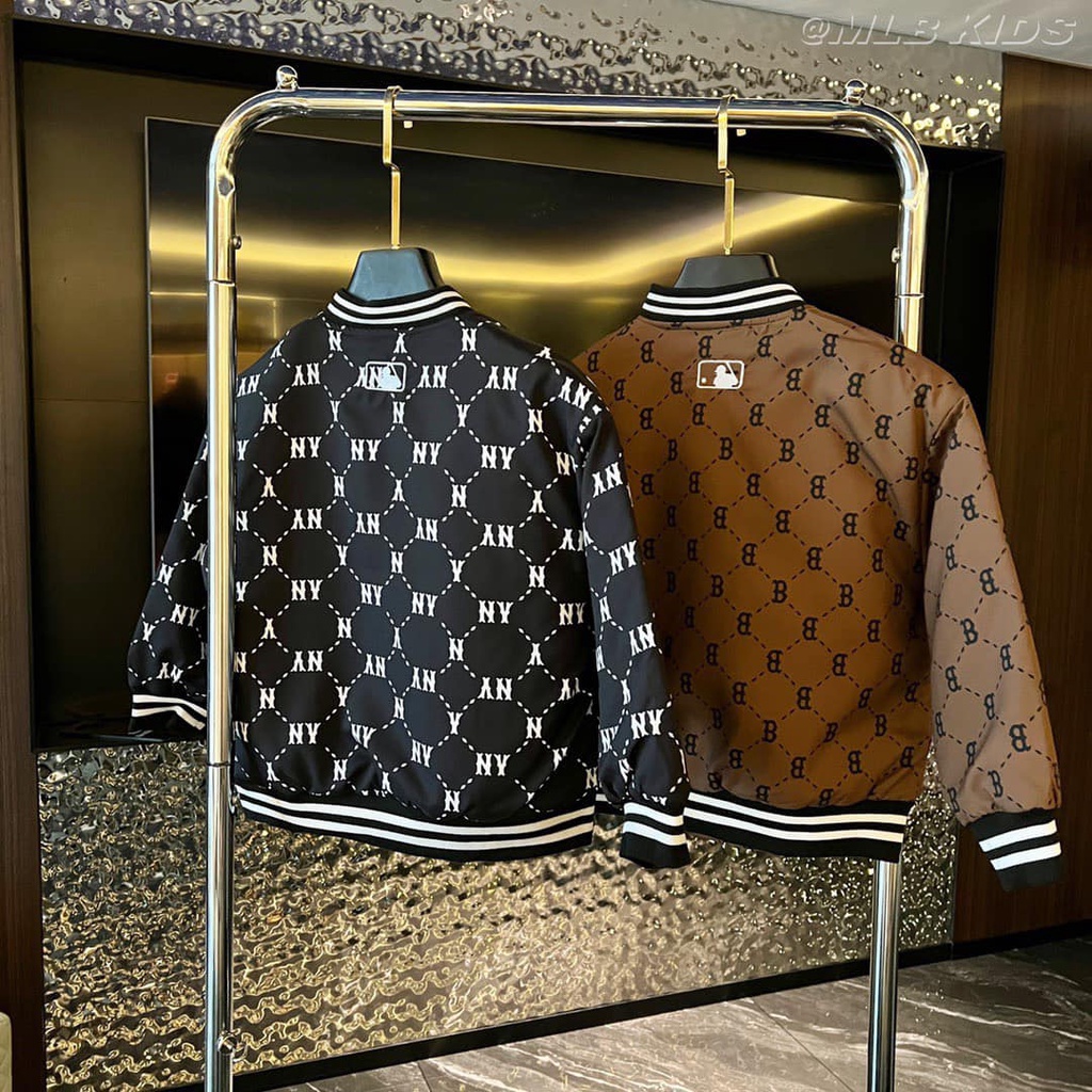 Áo khoác phao bomber họa tiết MLB 10-30kg bé trai bé gái