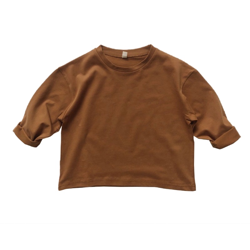 Áo Thun Cotton Mềm Mại Thoáng Khí Cổ Tròn Dài Tay Thời Trang Mùa Xuân Cho Bé Trai Và Gái