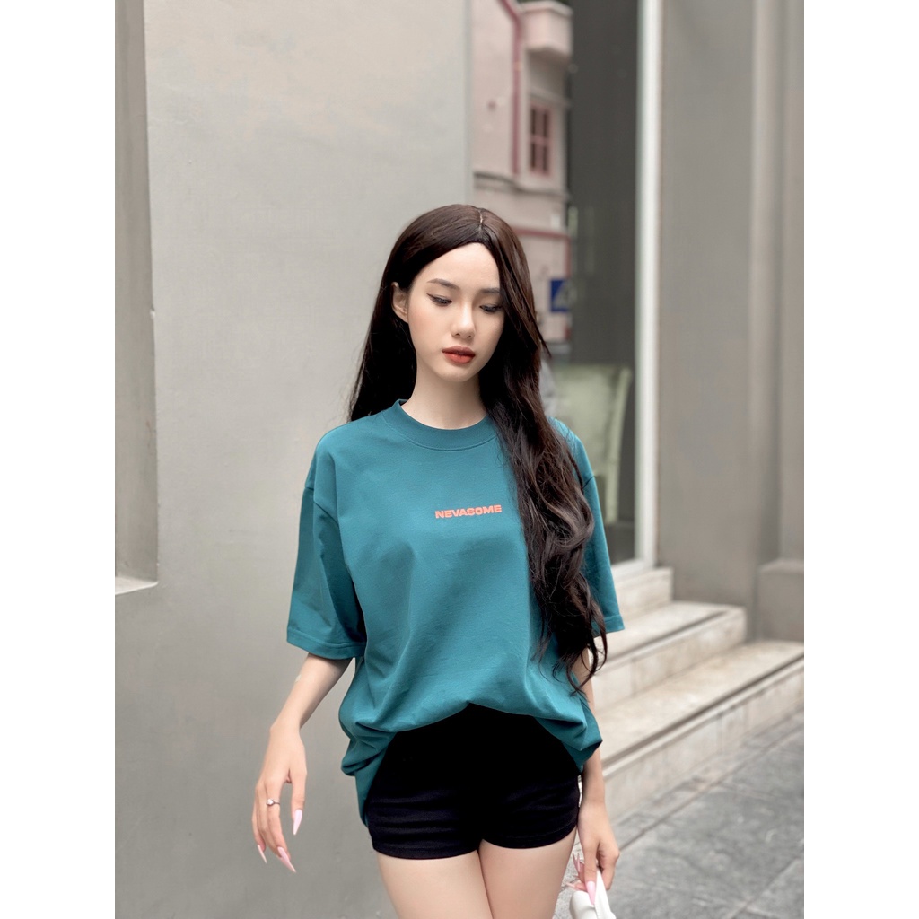 Áo Thun Oversize Local Brand NEVASOME Signature v2 Xanh Mòng Két Cotton Tay Lỡ Form Rộng Nam Nữ