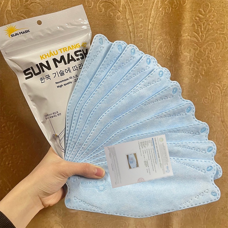 Khẩu trang KF94 Hàn quốc Sun Mask y tế 4 lớp kháng khuẩn màu đen xanh xám chính hãng 4D sét 50 cái