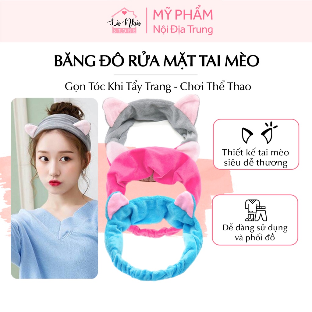 Băng đô rửa mặt tai mèo, bờm tóc Cosplay dễ thương cho bạn nữ và nam, giúp tóc gọn gàng khi tẩy trang, chơi thể thao.