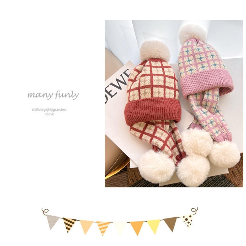 Bộ Mũ Và Khăn Choàng Cổ Họa Tiết Kẻ Sọc Đính Bóng Lông Thời Trang Mùa Đông