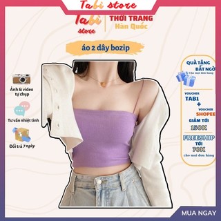 Áo 2 Dây Cuốn Biên TABI Ống Cup Ngực - Áo  Croptop Hở Lưng Trơn