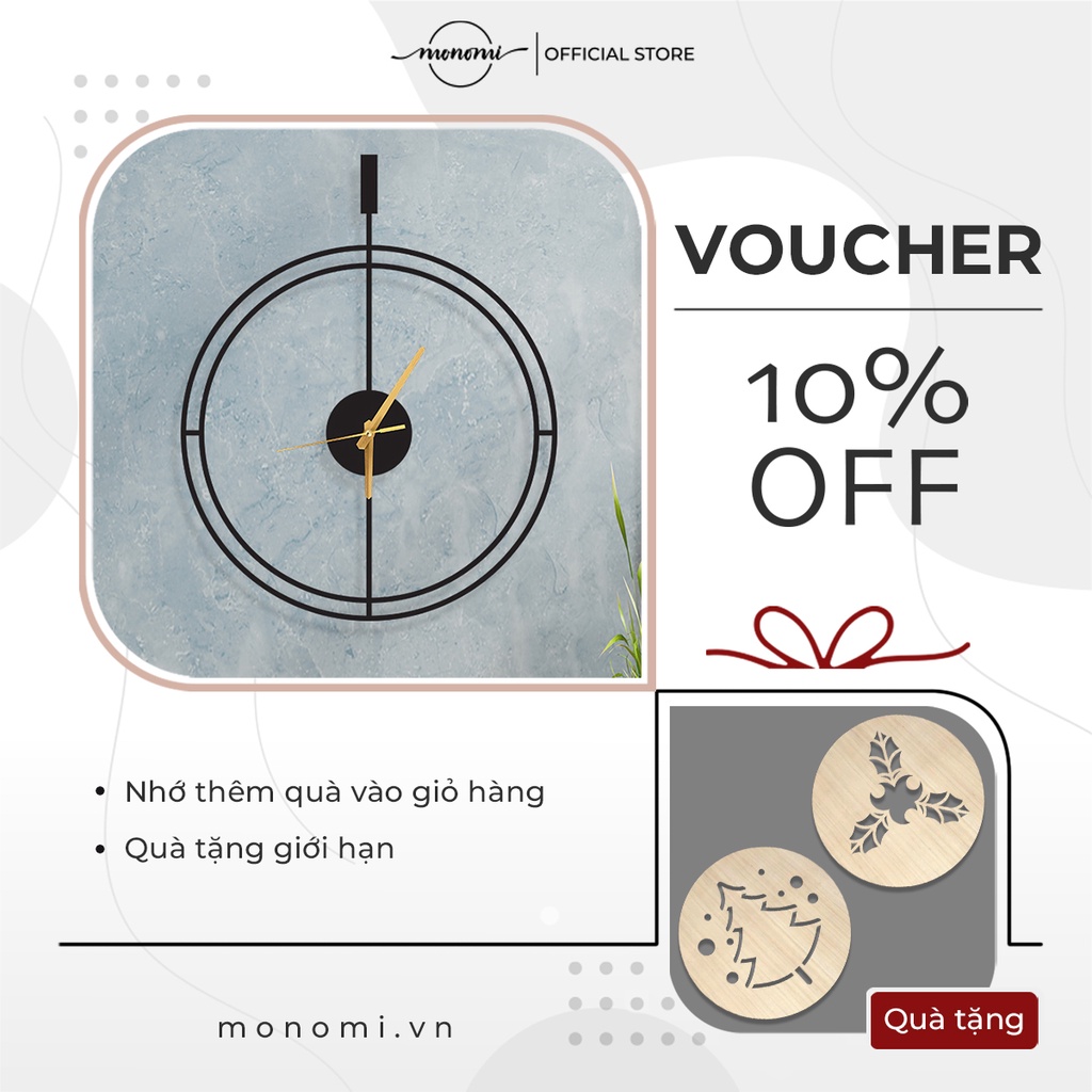Đồng hồ CNC treo tường Minimalist phong cách tối giản, kiểu dáng hiện đại, CNC Metal Wall Clock - Monomi C016