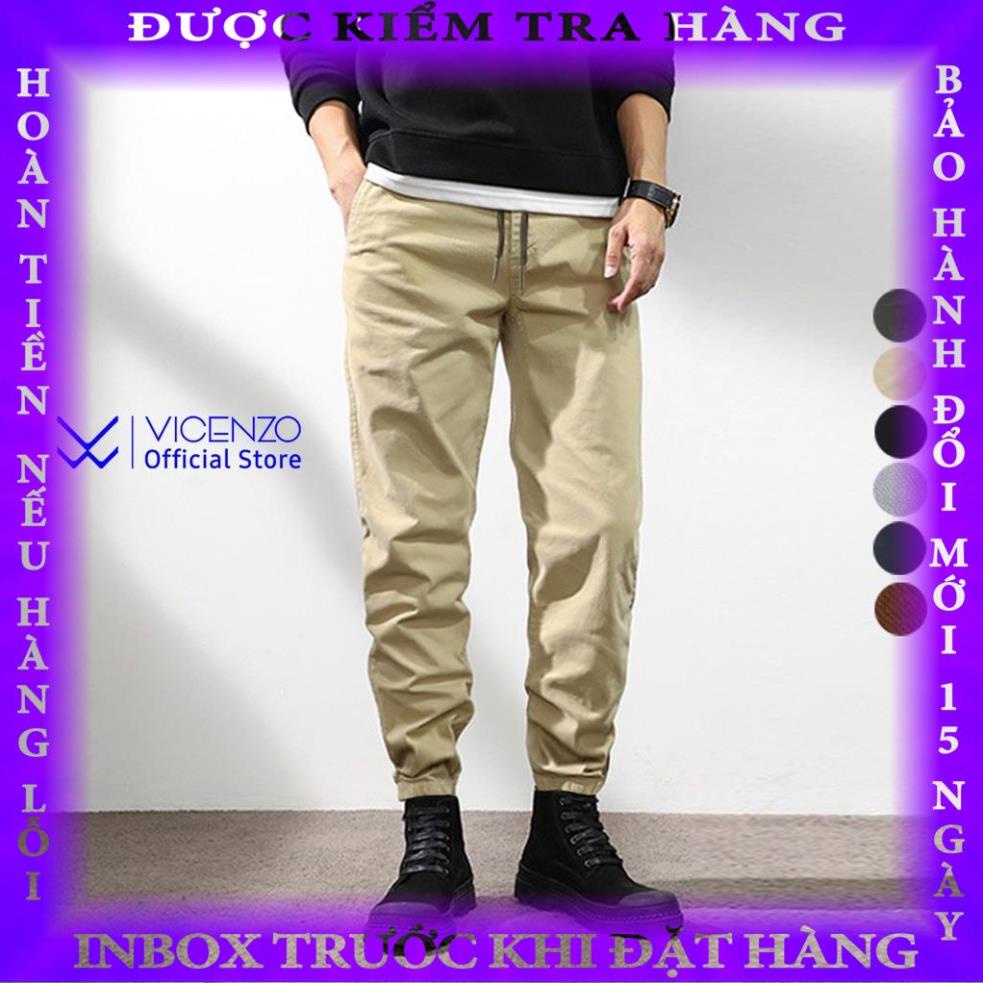 Quần Jogger Kaki Nam Cao Cấp VICENZO Mẫu Bo Gấu Cạp Chun, Quần Kaki Nam Jogger Nam Chuẩn Hàng Xuất thitrang