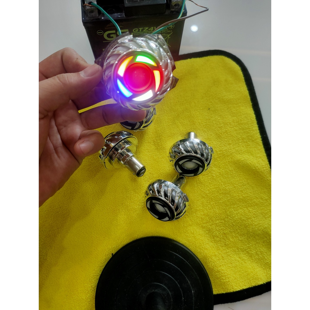 Đèn Hậu Bi Cầu Viền 7 Màu Lắp  Cho Mọi Dòng Xe