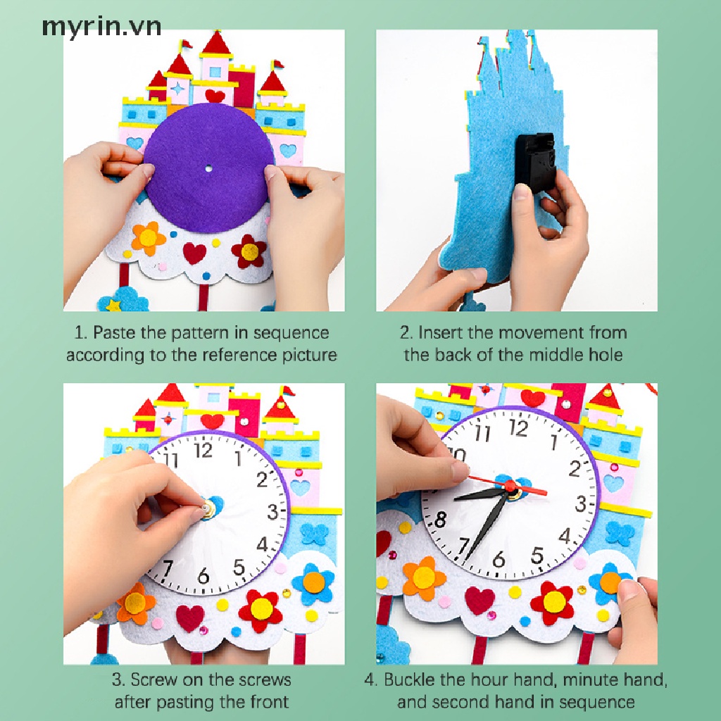 Myrin Đồng Hồ Đồ Chơi Tự Làm Bằng Vải Không Dệt In Hoạt Hình Theo Phương Pháp Montessori Cho Bé