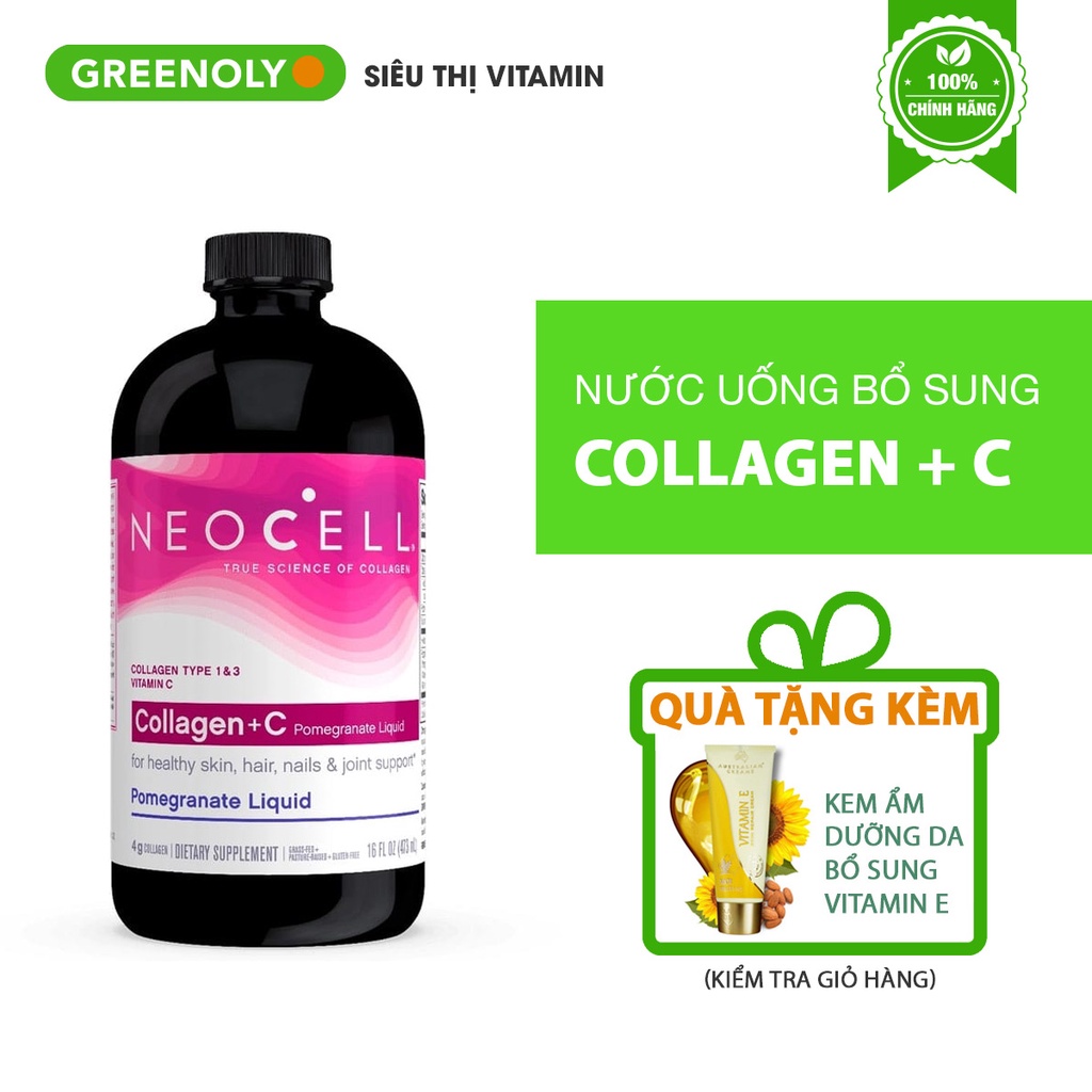 Collagen +C Nước Lựu Đỏ Neocell Mỹ Tạo Sức Khỏe Cùng Vẻ Đẹp Từ Bên Trong Cho Da, Tóc, Móng 473 ml