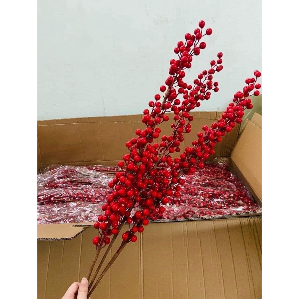 Cành hoa đào đông giả cao cấp, Một cành có 12 nhánh hàng đẹp to tròn đều- Hoa giả , Hoa Lụa, Hàng Nhập Khẩu