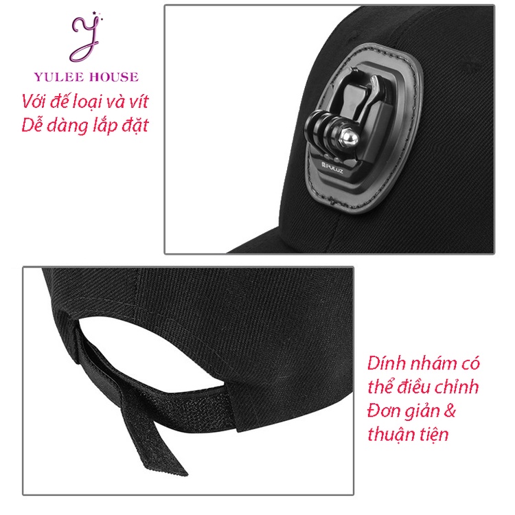 Nón Kết Có Đế Gắn GoPro, Actioncam - Mũ Lưỡi Trai Picnic Chính Hãng Puluz - YULEE HOUSE