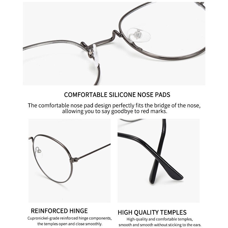 Kính Đọc Sách Gọng Tròn Bằng Kim Loại Phong Cách Vintage Cho Nam Và Nữ