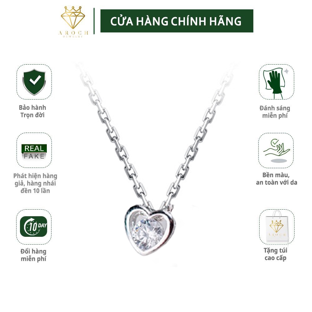 Dây chuyền bạc Ý s925 mặt trái tim gắn đá sang trọng D6299 - AROCH Jewelry