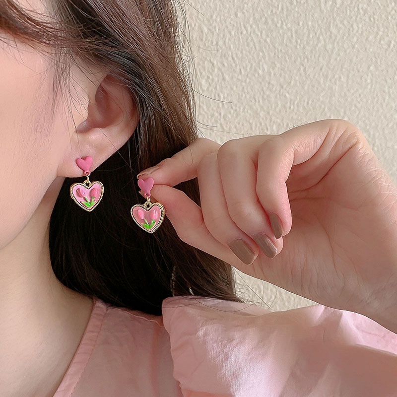 Bộ Trang Sức Ngọc Trai Hình Hoa Tulip Thời Trang